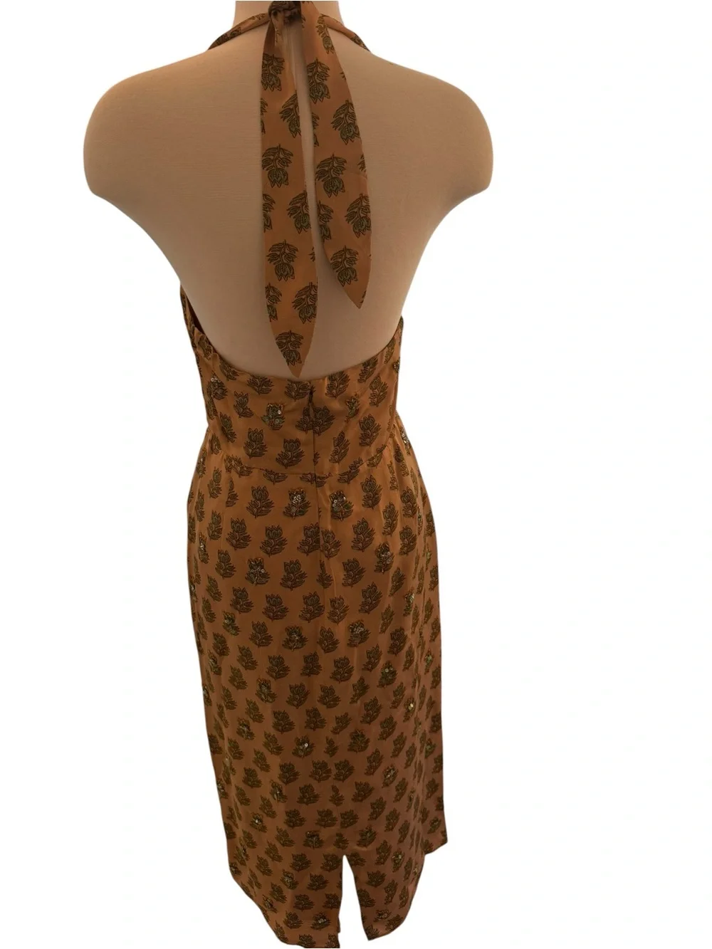 J. Crew Collection Embellished Halter Dress in Tonal Tulip Block Print - Picture 4 of 9